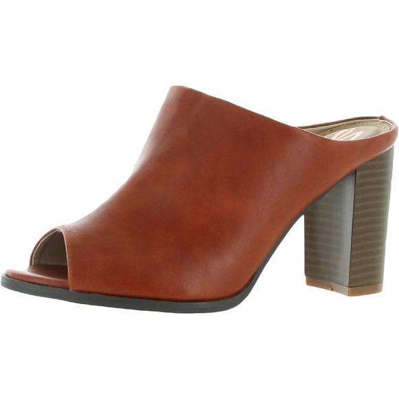 Seven7 Shoes - SEVEN7 Mexx Mules Open Toe Block Heel Slip On Size 9 Rust Brown